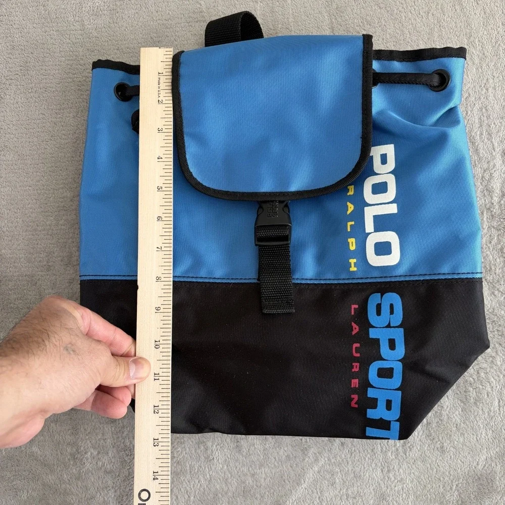 Vintage Ralph Lauren‎ Polo Sport Backpack Book Bag Blue Black GorpCore 90's
